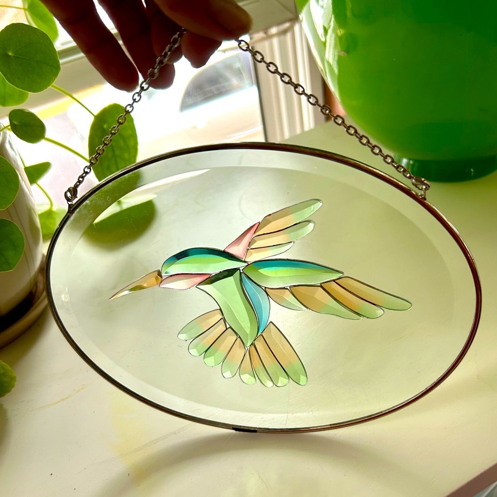 Hummingbird Beveled Glass Suncatcher